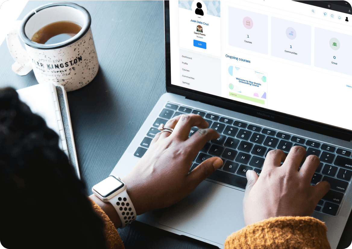WyzQuests Platform on Laptop